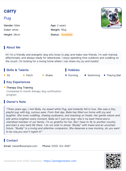 Sample Pet Resume 1